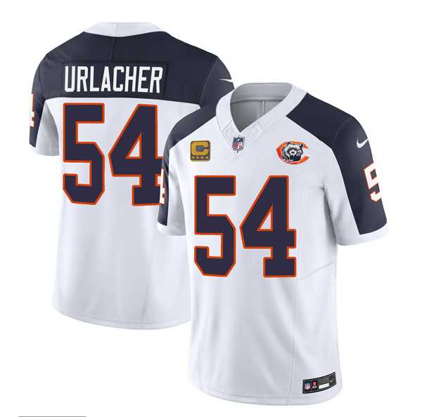Men & Women & Youth Chicago Bears #54 Brian Urlacher White Navy 2023 F.U.S.E. With 4-star C PatchThrowback Limited Jersey->chicago bears->NFL Jersey